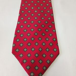 Vintage Don loper Italian Silk  Neck Tie Red Jacquered Pattern